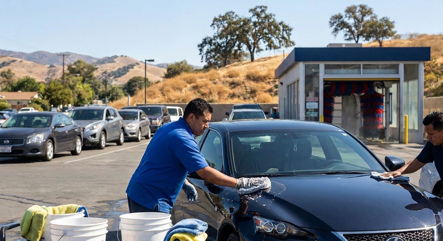 Hand car wash in Chatsworth vs automatic wash - swirl-free paint and detailed cleaning