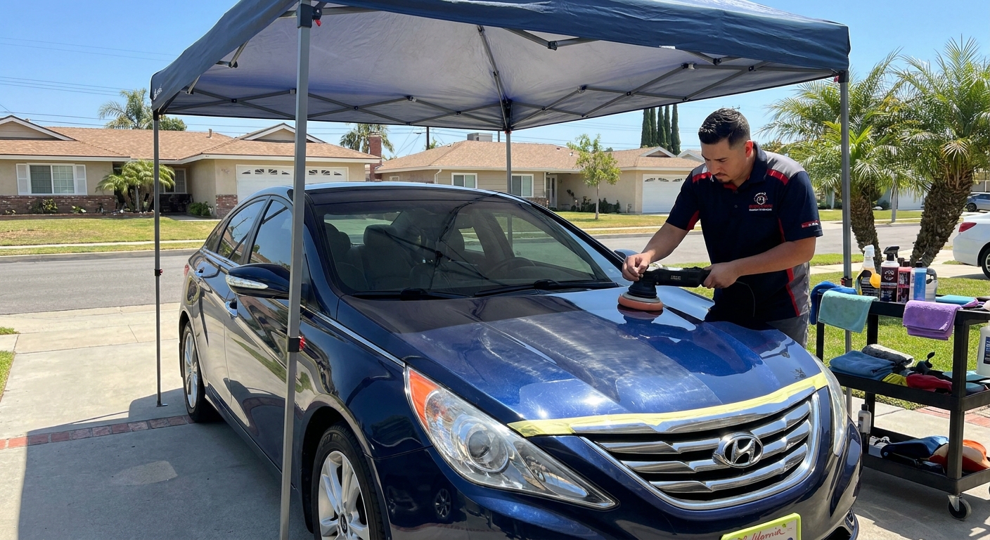 Swirl marks on car paint corrected by a professional in Canoga Park