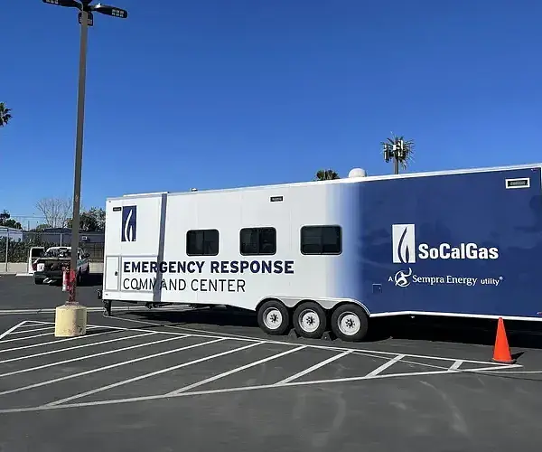 Armando King Mobile Detailing schedules mobile auto detailing San Fernando Valley for a white and blue truck in a lot.